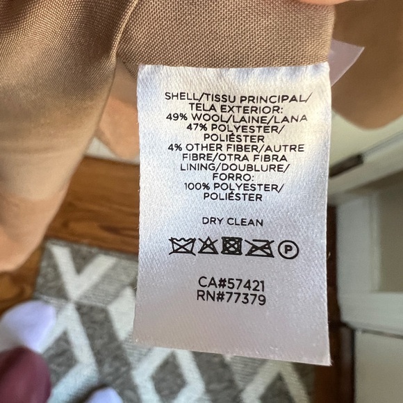 Ann Taylor Camel Crew Neck Coat wool blend double breasted peacoat MP - Picture 6 of 10